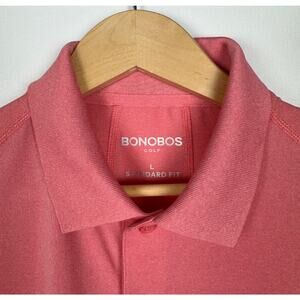 Bonobos Polo Men's Large M Flex Performance Golf Shirt Standard Fit Coral‎ Pink